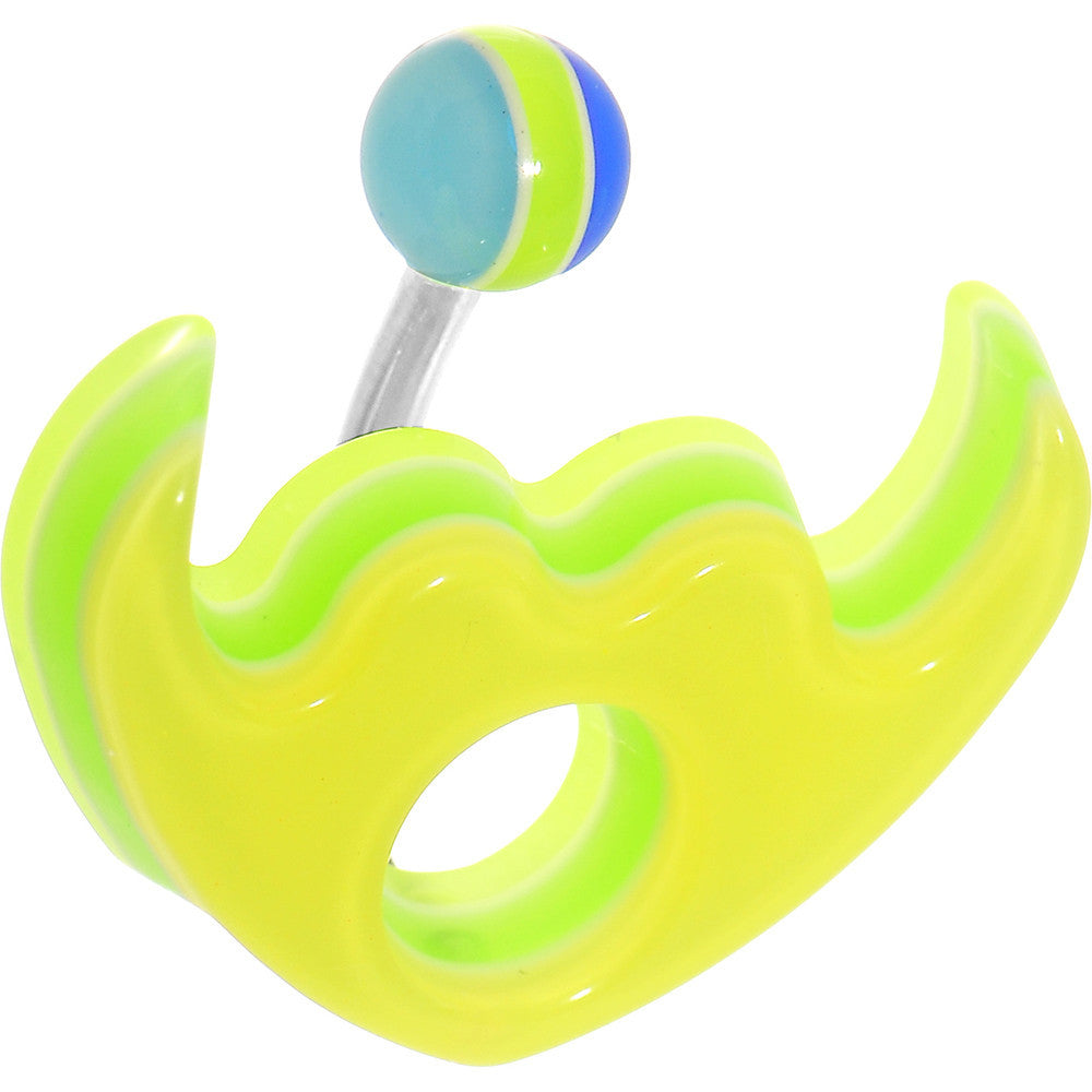 Yellow Acrylic Multi Layered Tribal Winged Heart Belly Ring