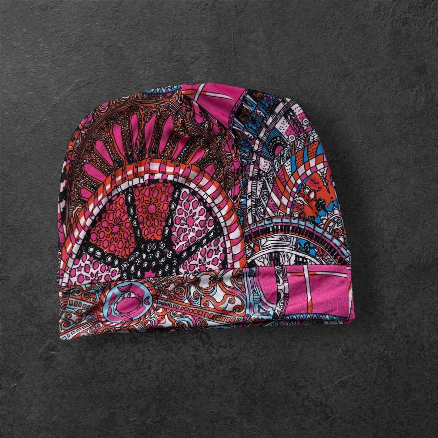 Mandala Mosaic Slouch Beanie β Upcycled Everyday Hat