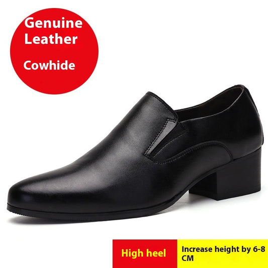 Men's High Heel Elevator Leather Shoes