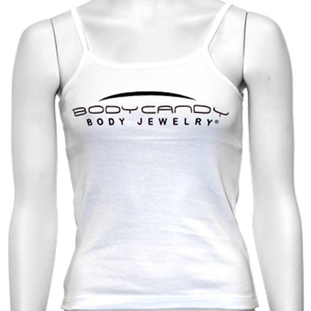 Ladies White Spaghetti Strap Body Candy Body Jewelry Tank Top