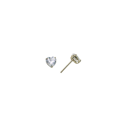 14k Yellow Gold .47ct Basket Set Heart CZ Stud Earrings