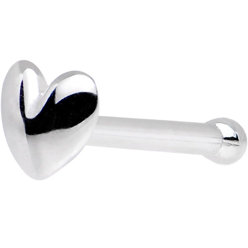 Solid 14K White Gold Heart Nose Bone