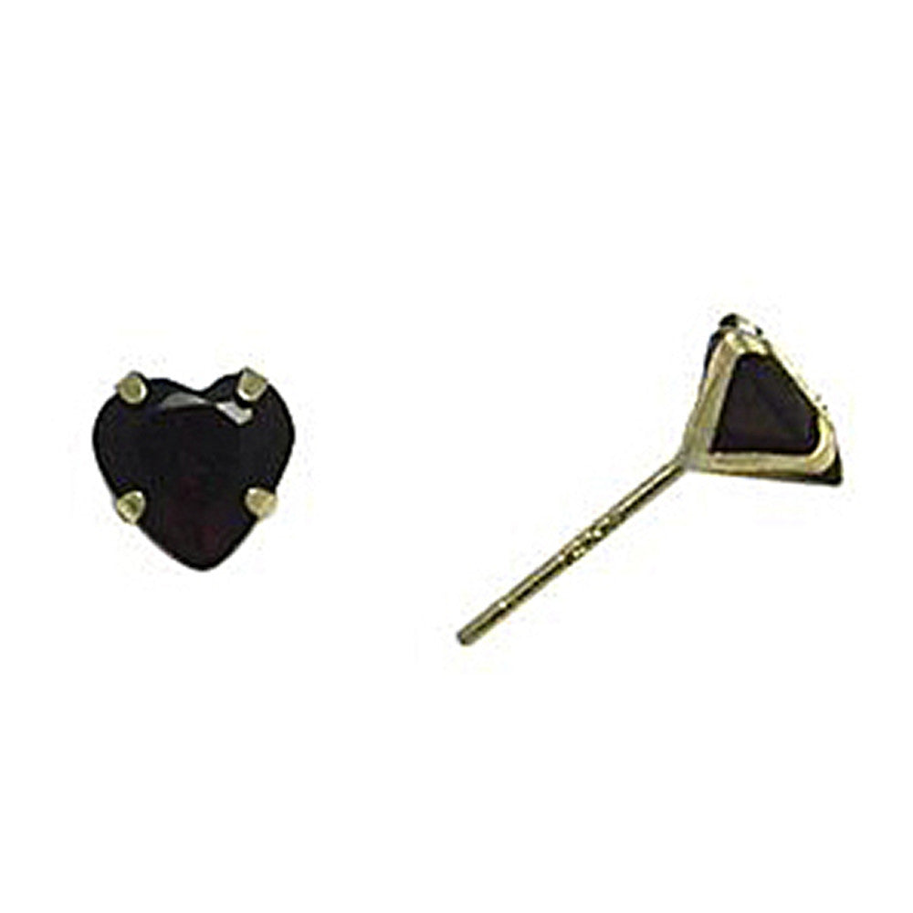 14k Yellow Gold .47 Carat CZ Heart January Birthstone Earrings