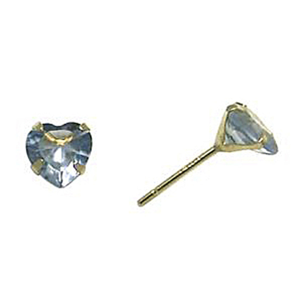 14k Yellow Gold .47 Carat CZ Heart June Birthstone Earrings