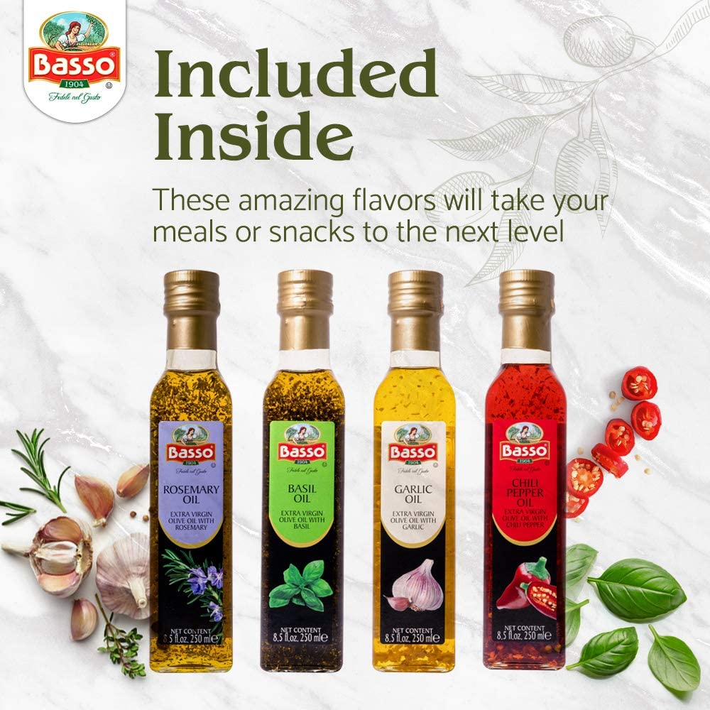 Basso 1904, Rosemary Infused Extra Virgin Olive Oil – 8.5 fl oz (250 ml)