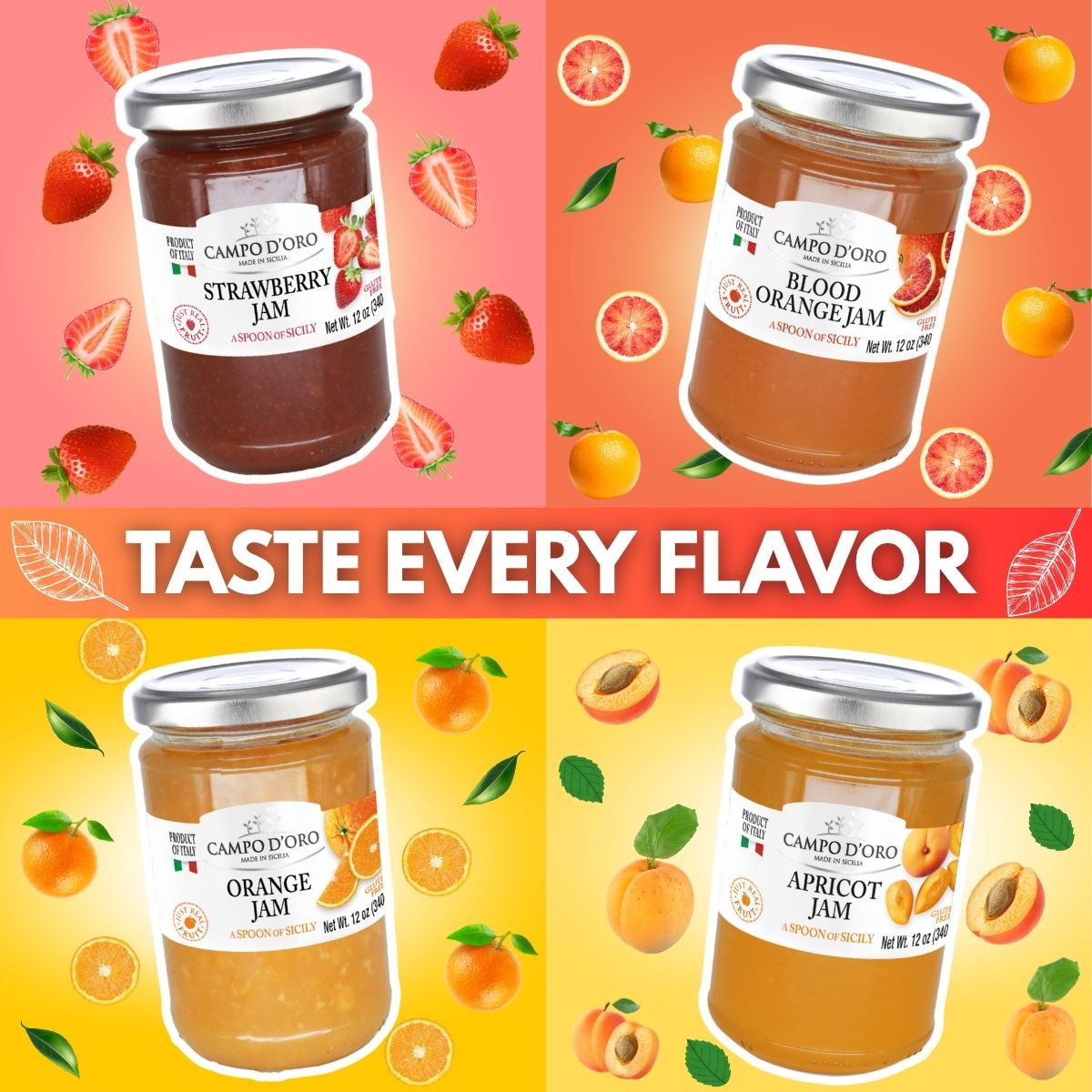 Campo D'Oro, Sicilian Orange Marmalade, 12 oz (340g)