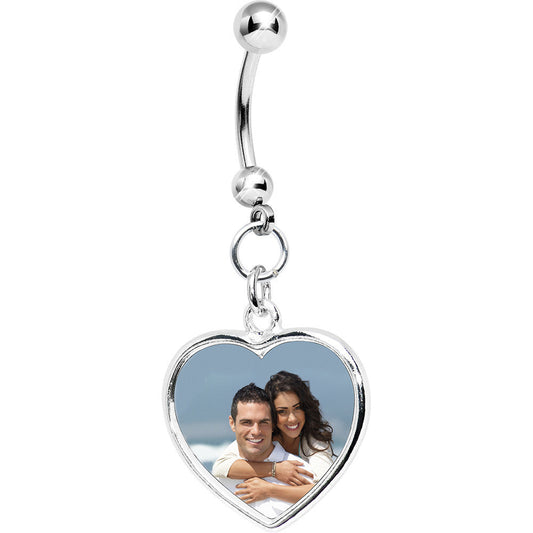Full Color Heart Custom Photo Belly Ring