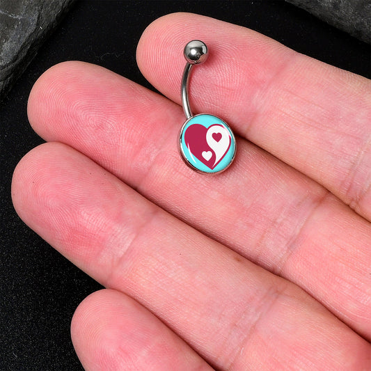 Love Yin Yang Heart Belly Ring by Onyx O