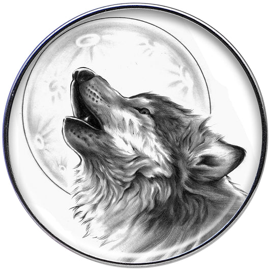 16G Black and White Howling Wolf Tragus Cartilage Earring