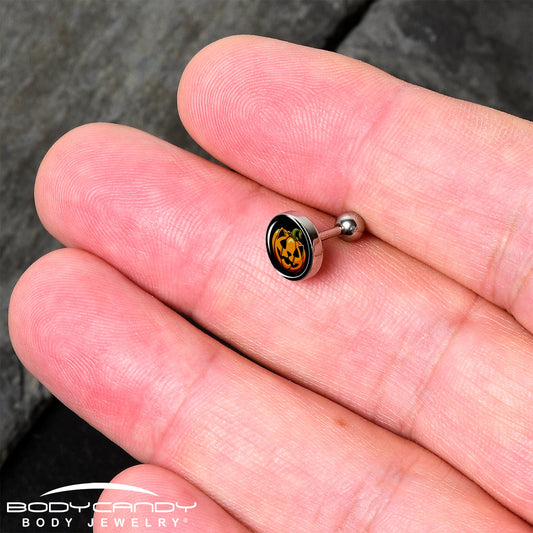 16G 1/4 Pumpkin Cat Jack-O-Lantern Tragus Cartilage Earring by Onyx O