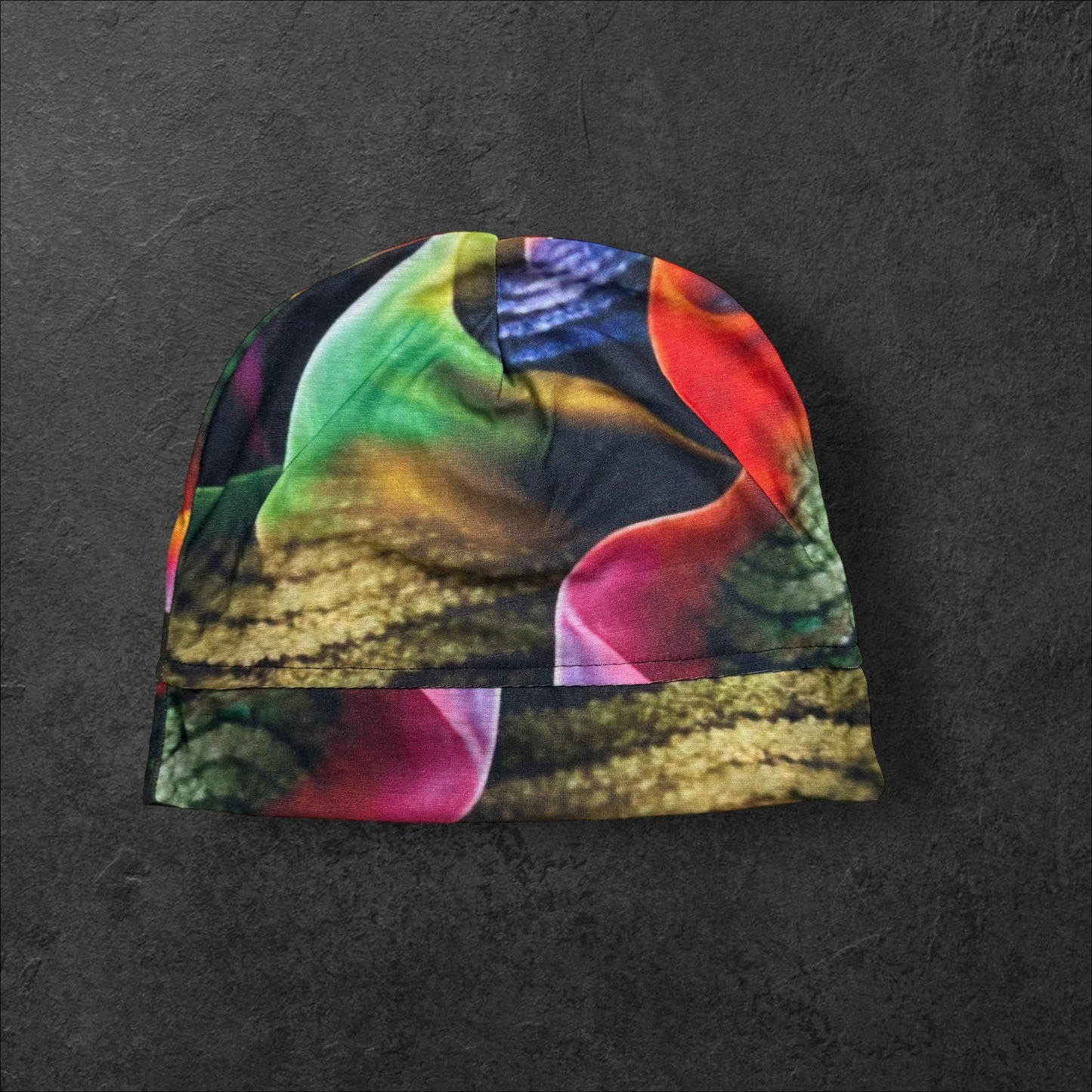 Psychedelic Shroomie Lightweight Slouch Beanie β Upcycled Everyday Hat