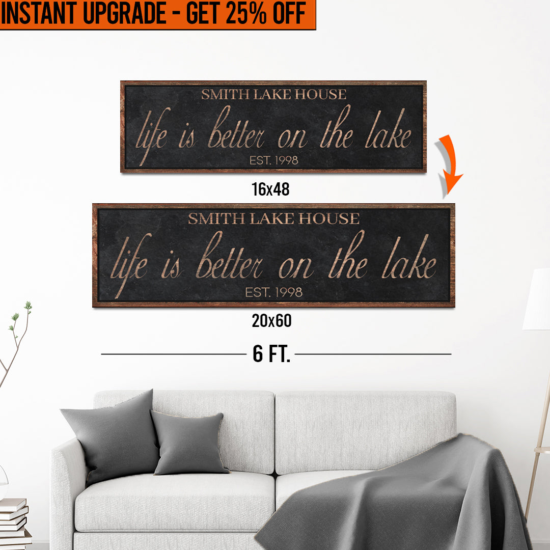 Upgrade Your 16x48 Inches 'Life Is Better On The Lake' (Style 1) Canvas To 20x60 Inches