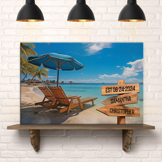 Summer Beach Family Names Sign