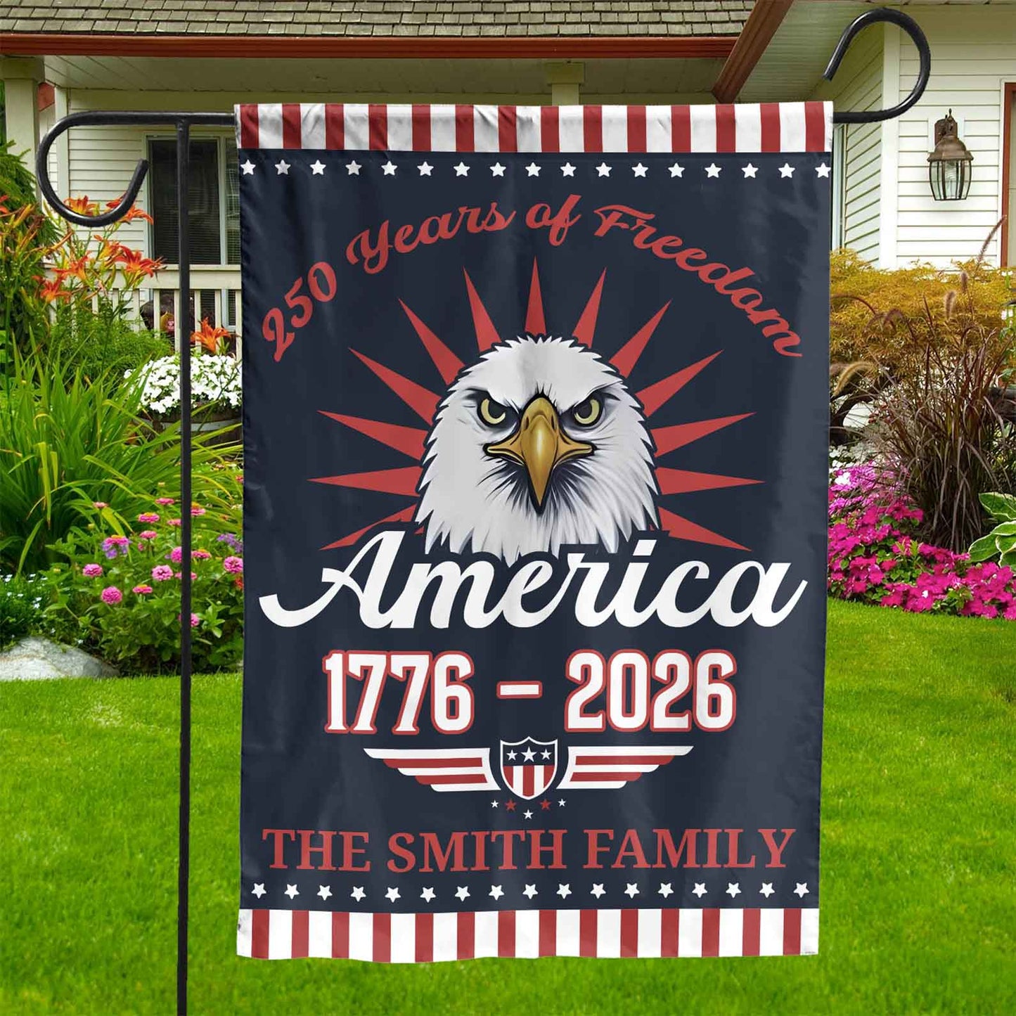Personalized 250 Years Of Freedom American Flag | Happy 250th Birthday USA Flag | America 250th Anniversary Flag | Patriotic 4th Of July House Flag Garden Flag 682542