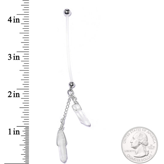 Handcrafted Clear Quartz Dangle Pregnancy Belly Ring
