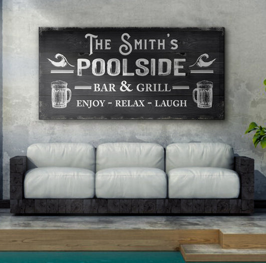 Personalized Poolside Bar And Grill Sign III