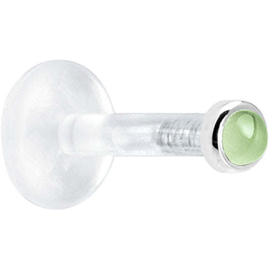 Solid 14K White Gold 2mm Genuine Peridot Bioplast Push in Labret
