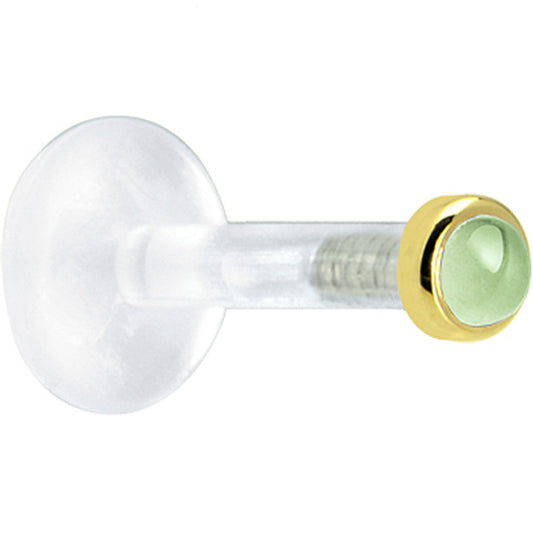 Solid 14K Yellow Gold 2mm Genuine Peridot Bioplast Push in Labret