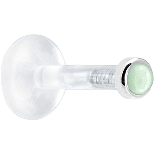Solid 14K White Gold 2mm Genuine Aventurine Quartz Bioplast Push in Monroe