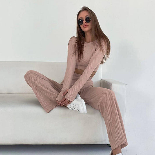 Long-Sleeve Pajamas Short Trousers Set