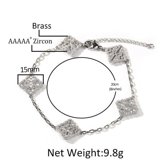 Four-Leaf Clover Copper Diamond Bracelet