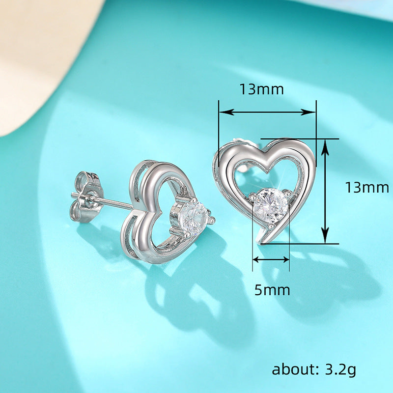 Hollow Heart Ear Studs Female Simple And Compact