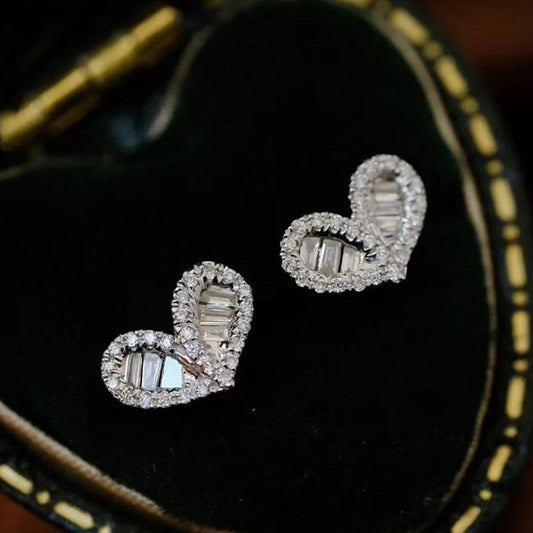 Love Heart Stud Earrings Simple And Compact