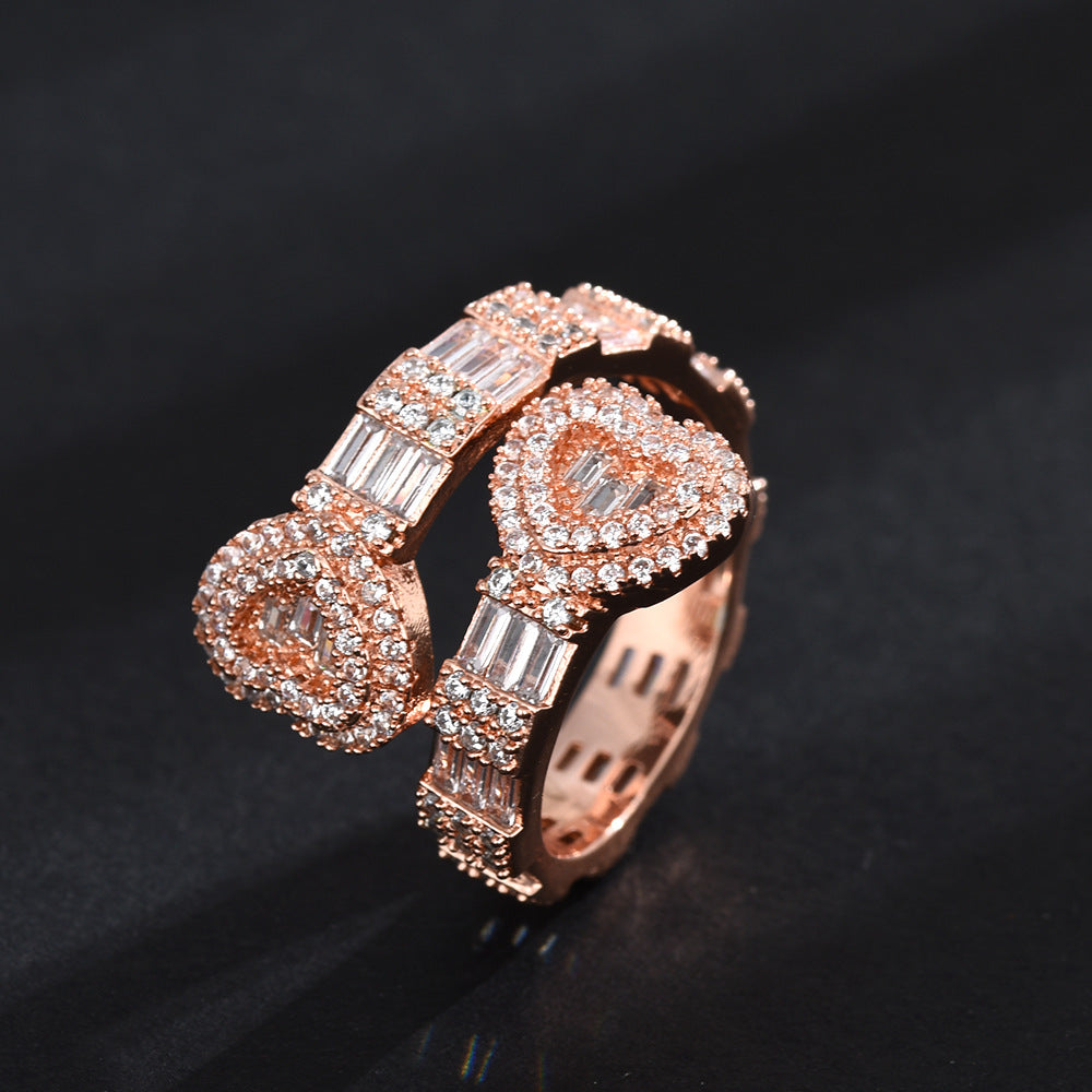 Copper Zircon Heart-shaped Irregular Ring