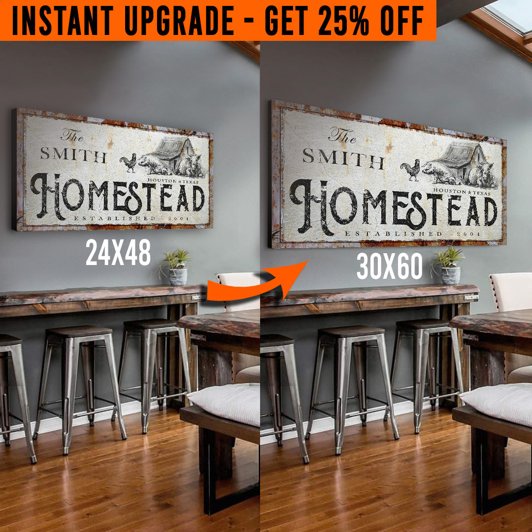 Upgrade Your 48x24 Inches 'Homestead' (Style 1) Canvas To 60x30 Inches