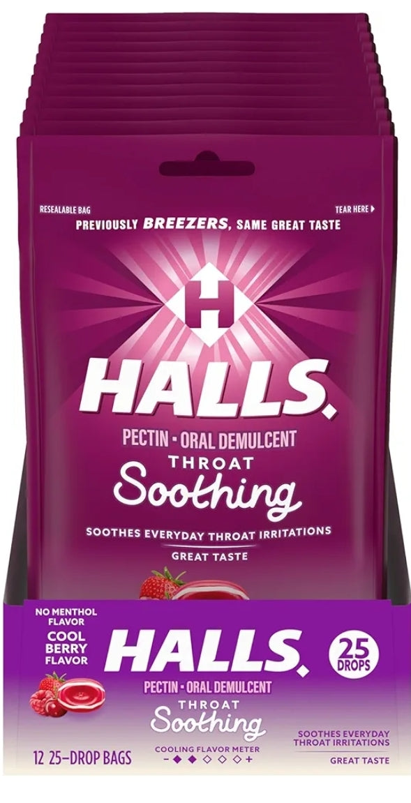 HALLS BREEZERCOOL BERRY COUGH 25 DROPS 12 PACK