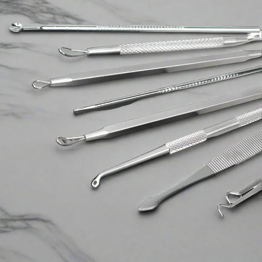 8-Piece Stainless Steel Blackhead & Comedone Remover Tool Kit