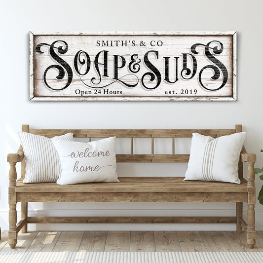 Personalized Soap And Suds Laundry Sign