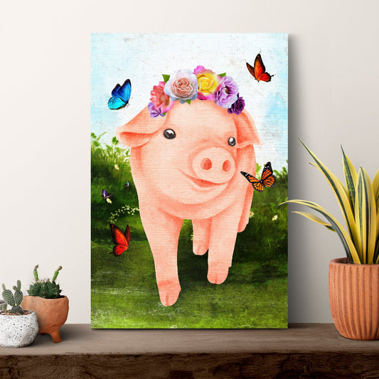 The Most Adorable Pig Canvas Wall Art