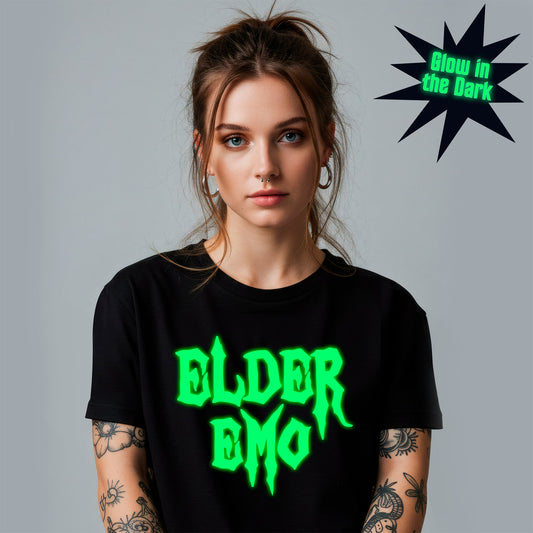 Glow in the Dark Elder Emo Black Tee Shirt