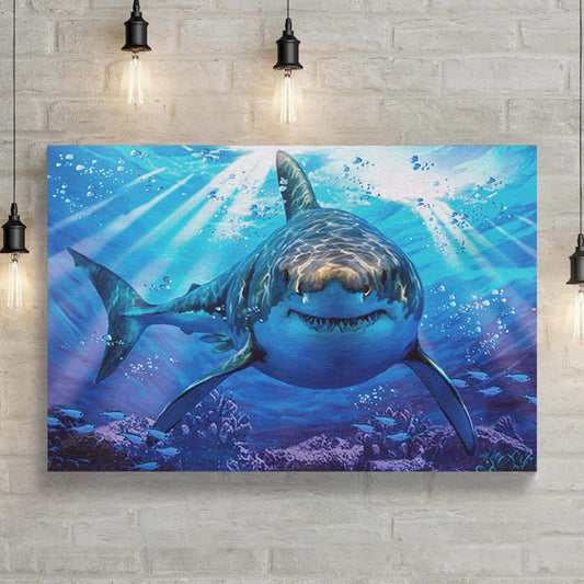 Underwater White Shark Canvas Wall Art