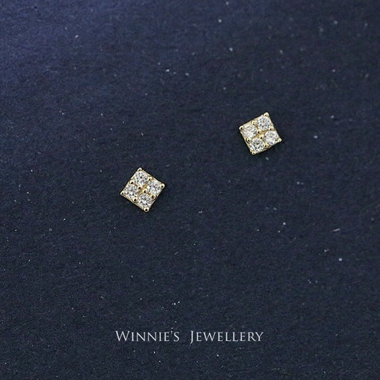 Gold-Plated Sterling Silver Carbink Square Stud Earrings