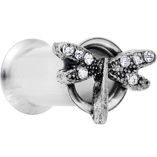 2G Clear Gem Steel Hi Sky Dragonfly Double Flare Tunnel Plug Set