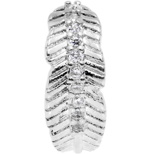 18G Clear CZ Gem Feather Seamless Circular Ring