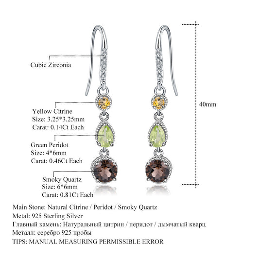 Elegant Gemstone S925 Silver Earrings