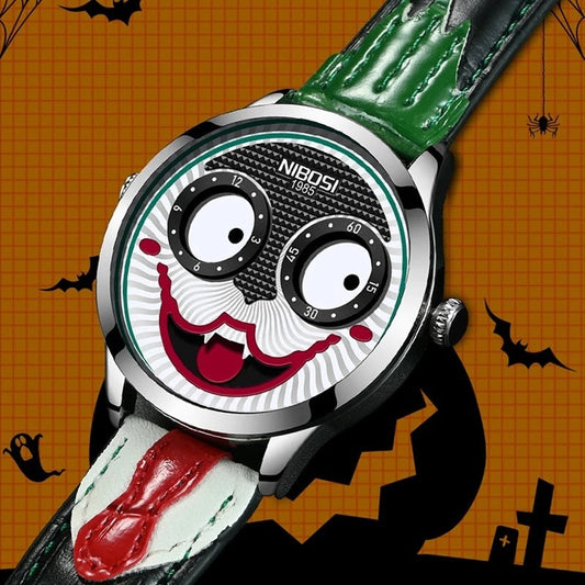 Russian Clown Men's Watch Leather Waterproof