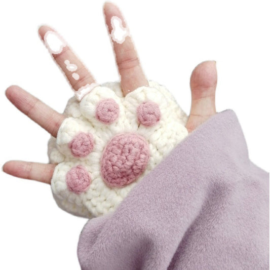 Cat's Paw Half Finger Wool Gloves