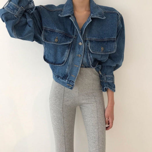 Fashion Short Personalized Denim Coat For Women