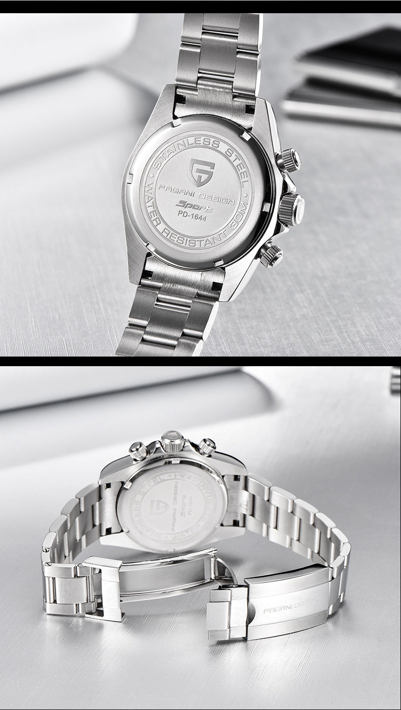 Multifunctional Stainless Steel Quartz Watch for Men