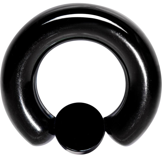 2G 9/16 White Faux Opal 8mm Disc Black IP BCR Captive Ring