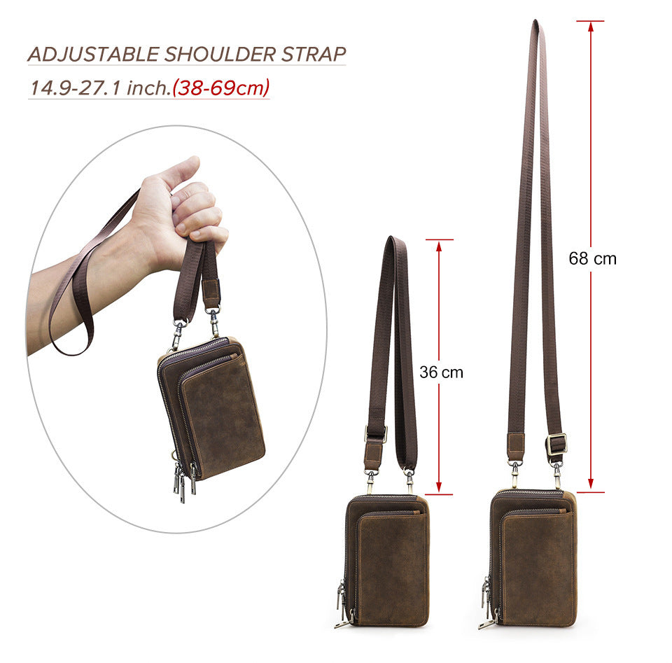 Retro Crazy Horse Men's Crossbody Phone Bag