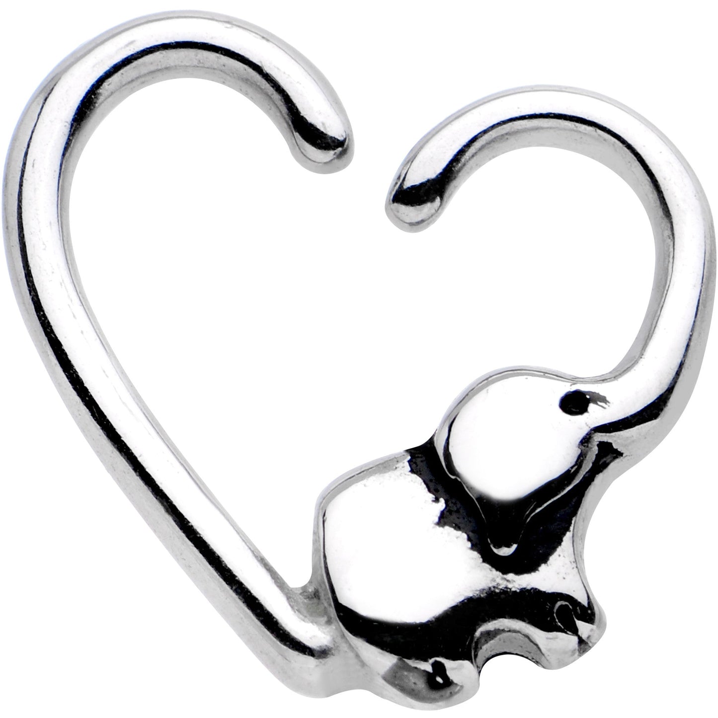 16G 3/8 Elephant Trunk Heart Left Daith Cartilage Tragus Earring