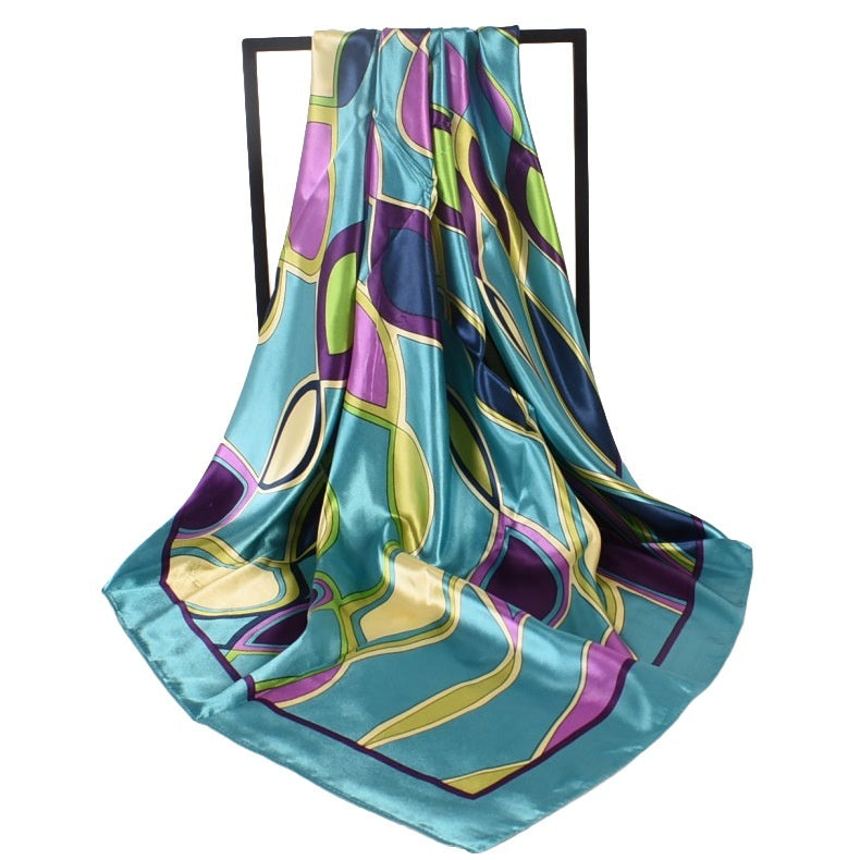 Geometric Silk Large Kerchief Women's Headscarf