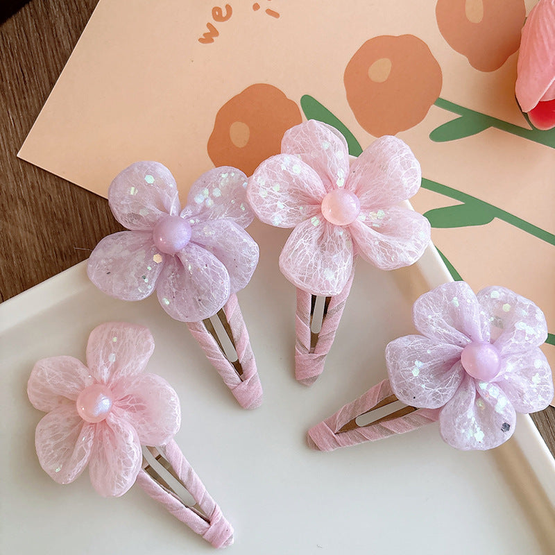 Sweet Snow Yarn Flower Children's Barrettes