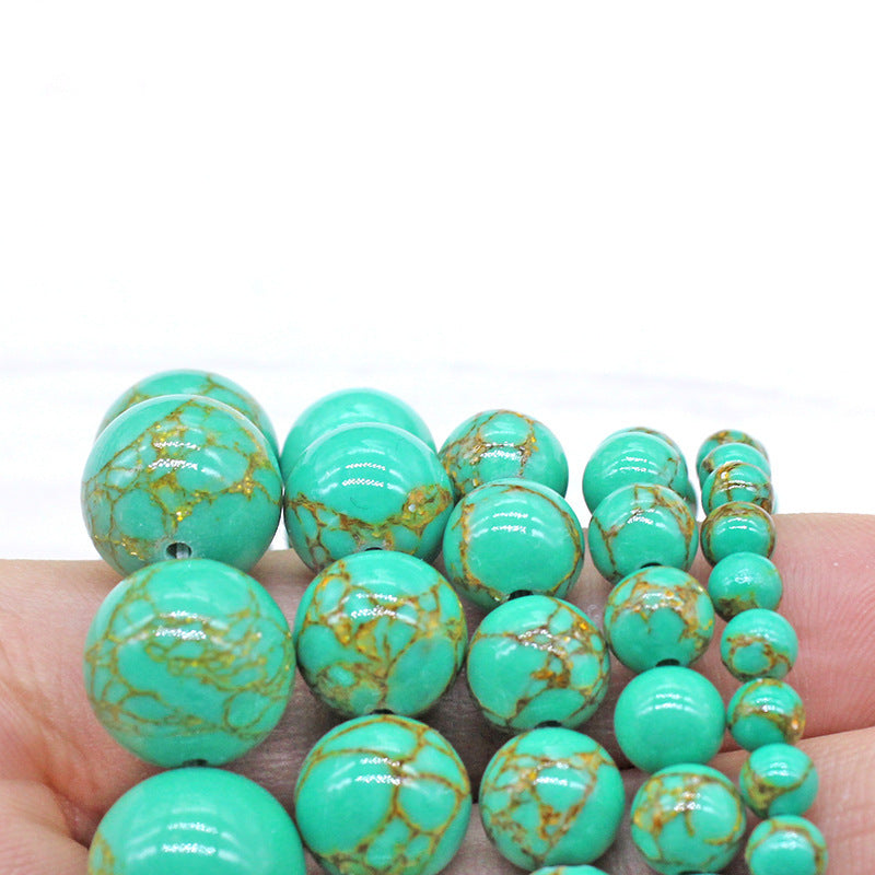 Handmade Green Turquoise Round Bead Jewelry Kit