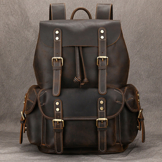 Crazy Horse Leather Outdoor Backpack